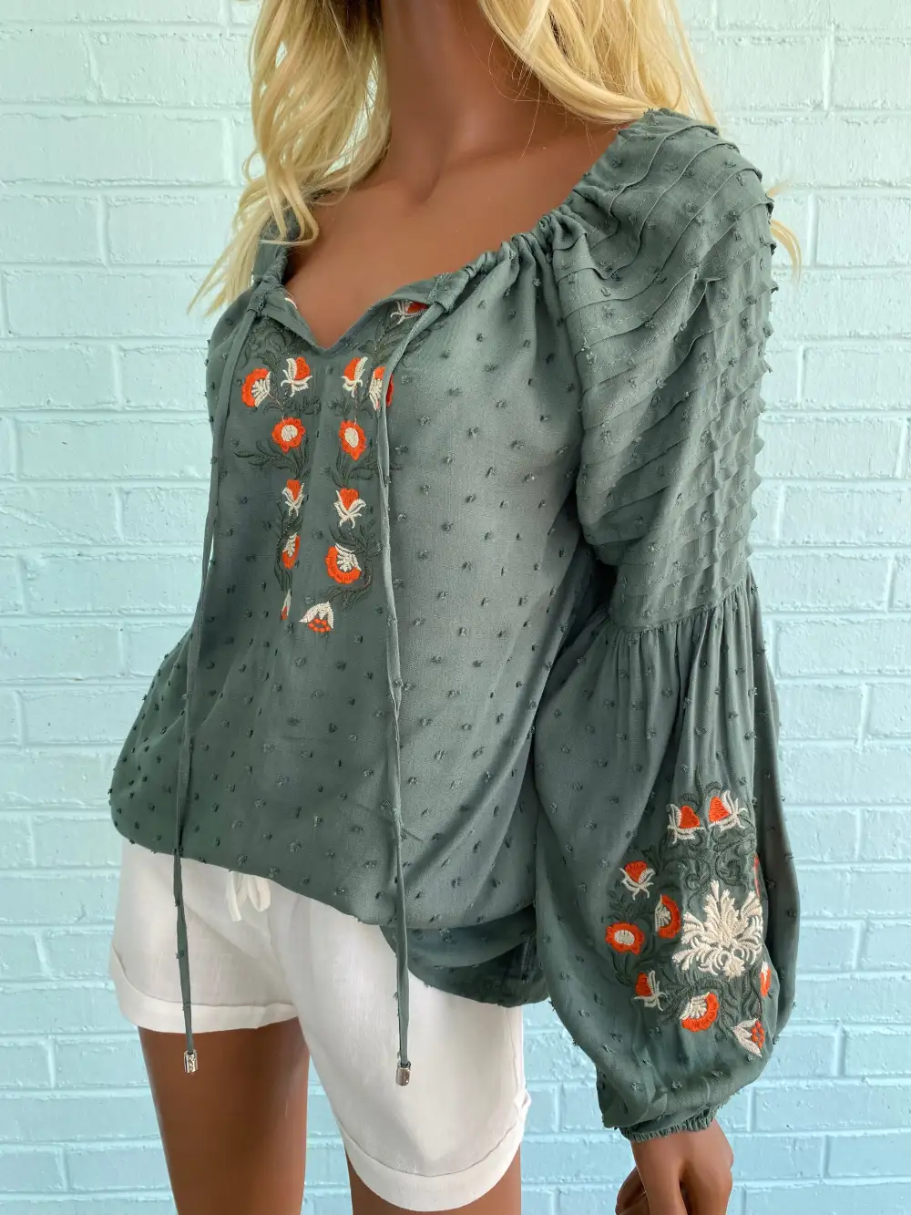 Textured Crochet Detail Blouse