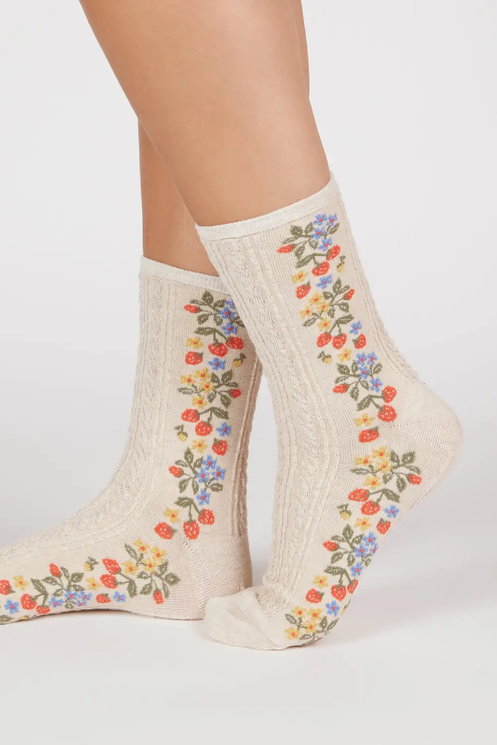 Strawberry Floral Strip Socks