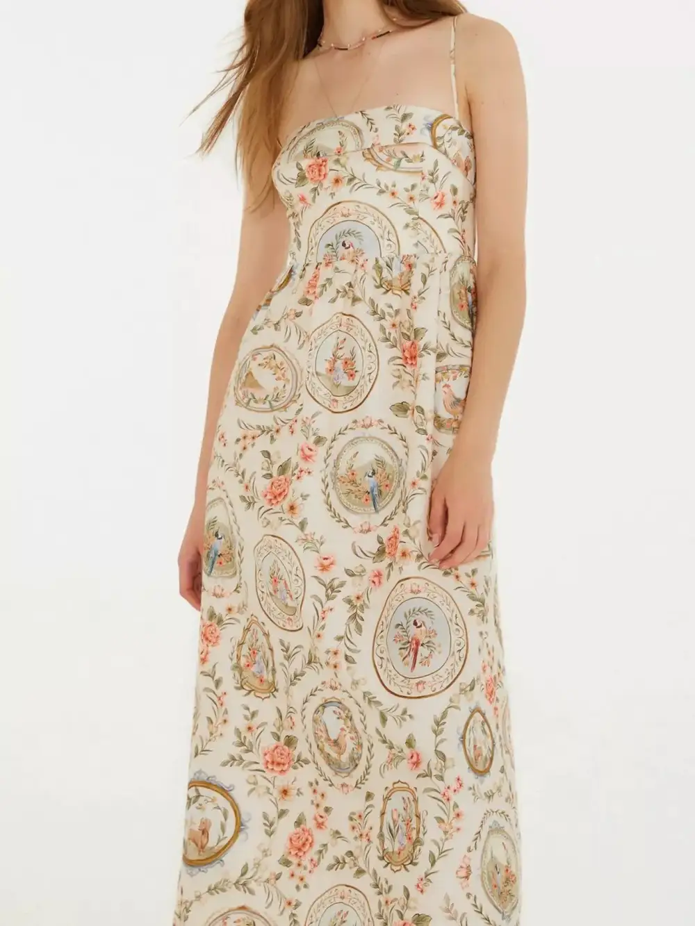 Relaxed Print Spaghetti Strap Midi Dress