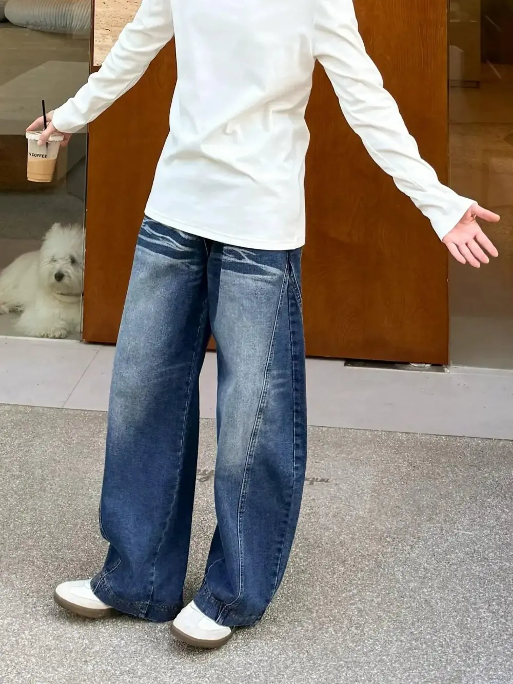 Rippled Wash Cutline Jeans