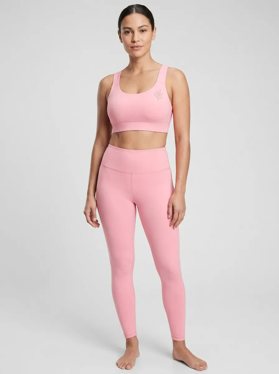 Women's Leaf-Graphic Scoop-Neck Left-Chest Sports Bra