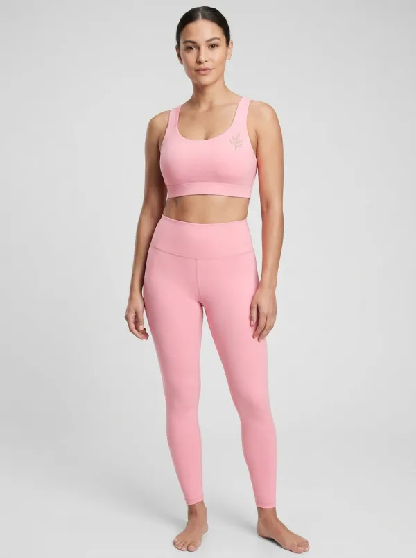Women's Leaf-Graphic Scoop-Neck Left-Chest Sports Bra