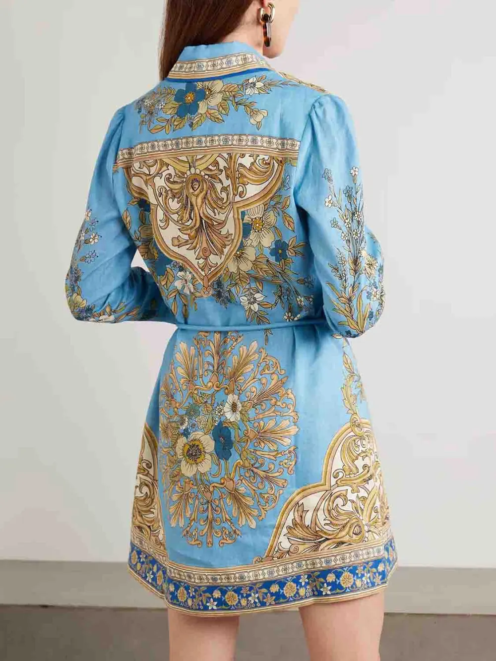 Print Long Sleeve Shirt Exquisite Mini Dress
