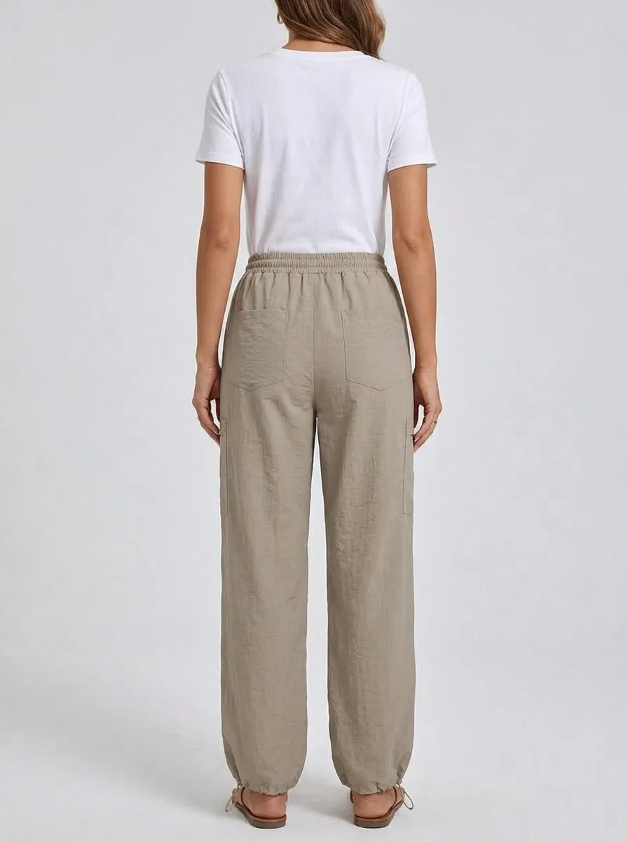 Women's Zip-Detail Drawstring Cargo Joggers