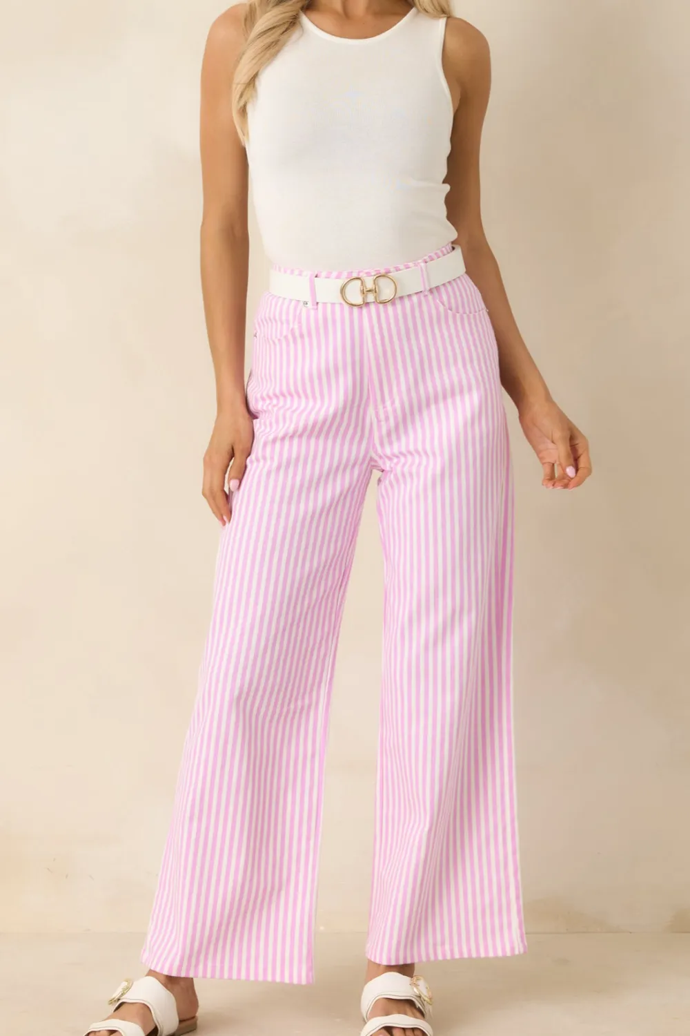 Striped Let's Wide Leg Pants