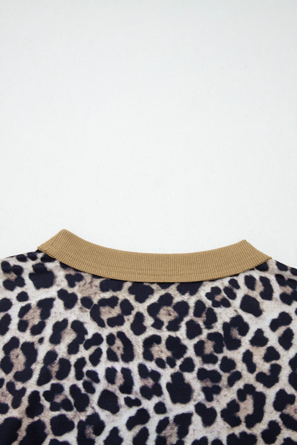 Brown Leopard Print Block Patchwork Top