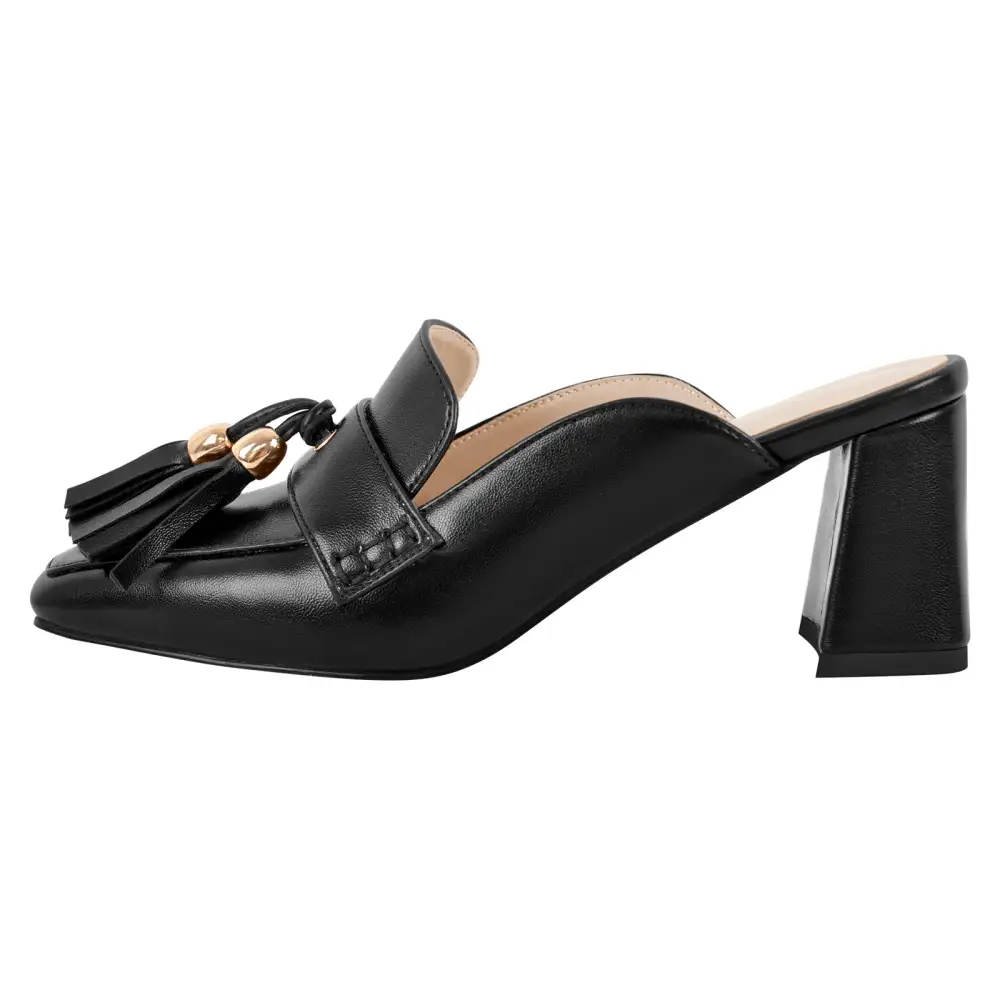 Square Toe Chunky Heel Heeled Mules