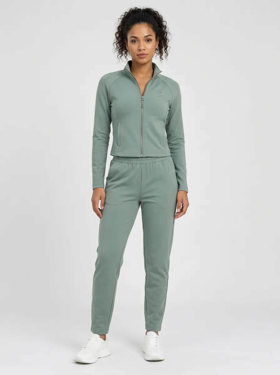 Women's Sage Green Hummingbird Graphic Tracksuit Set
