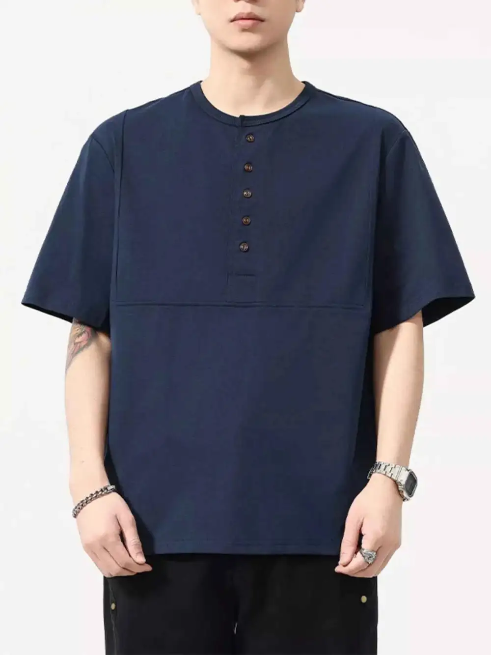 Button Detail Short Sleeve T-Shirt