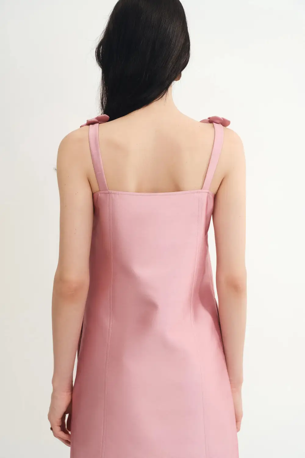 Strap Handcrafted Silk Wool Knit Midi Dress