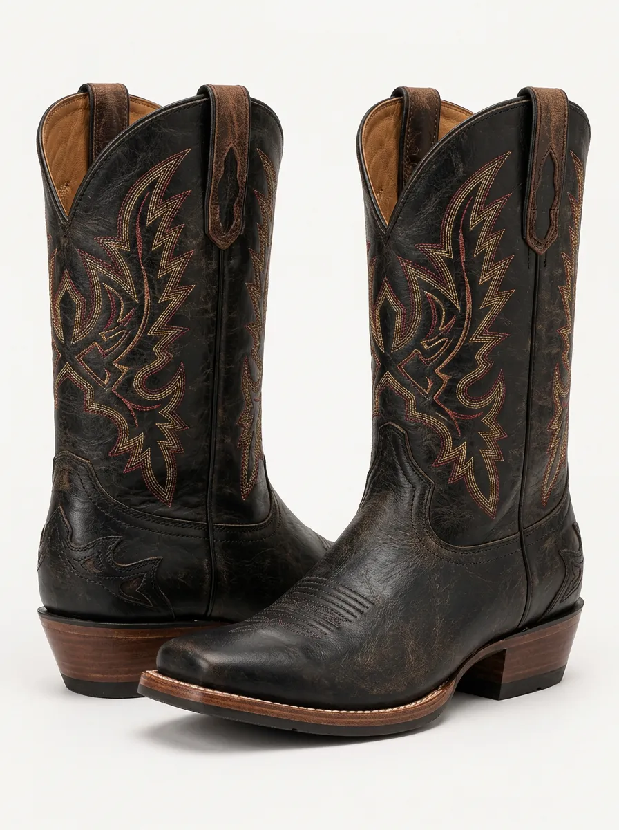 Men's Red Leather Cowboy Boots