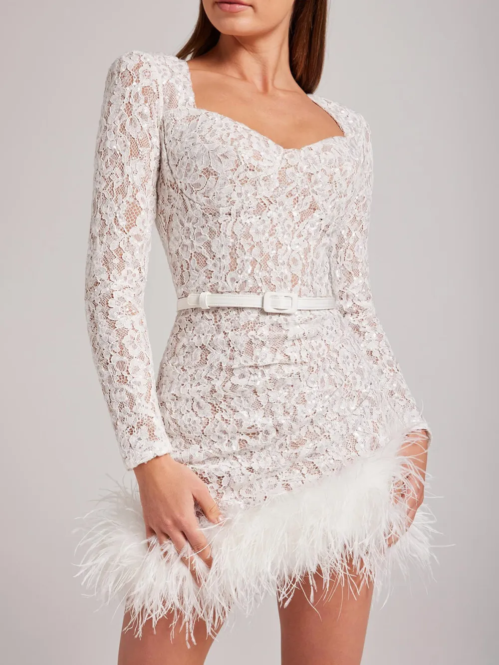 Lace Furry Elegant Sexy Mini Dress