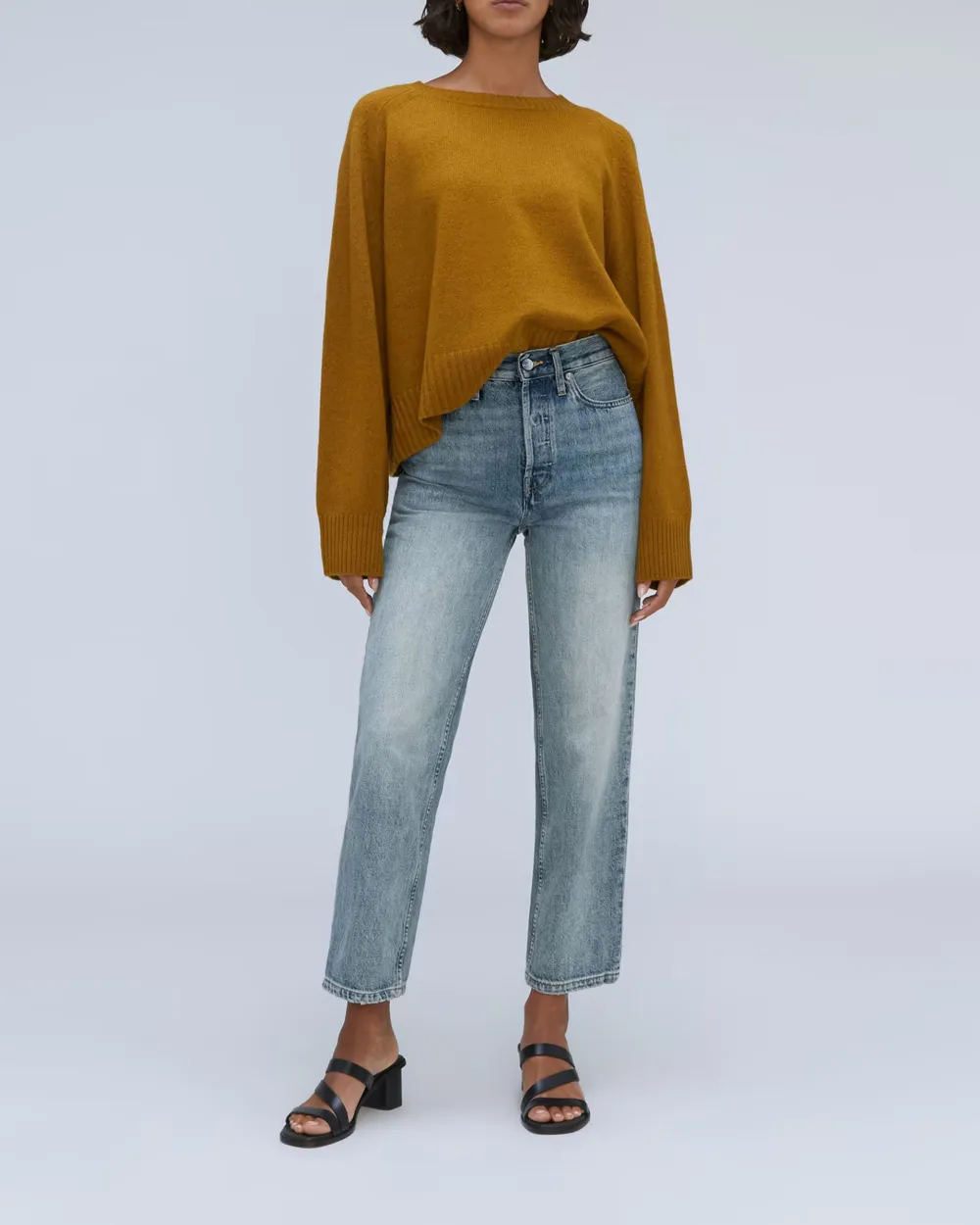 Washed High-Waisted Jeans