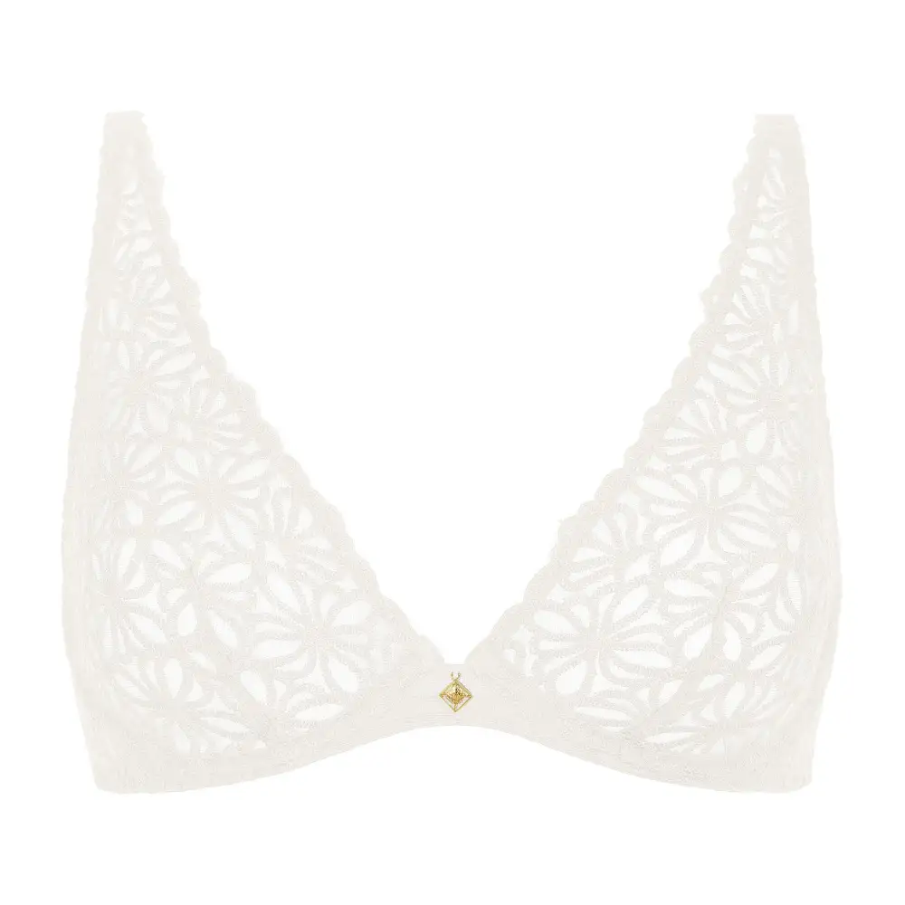Women's Balconette Underwire Embroidery Mesh Triangle Bra