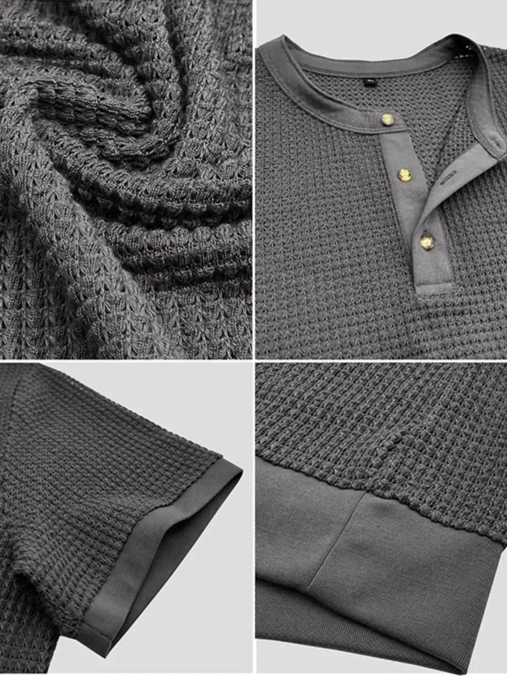 Textured Henley Short Sleeve Tee