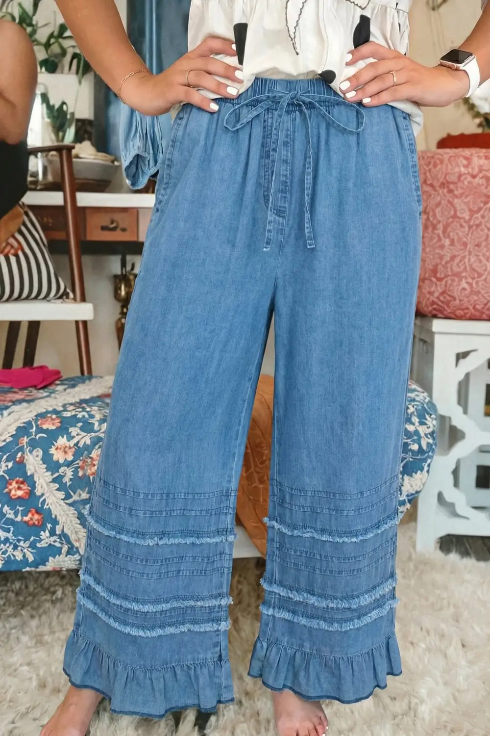 Relaxed Fit Wide Leg Casual Jeans