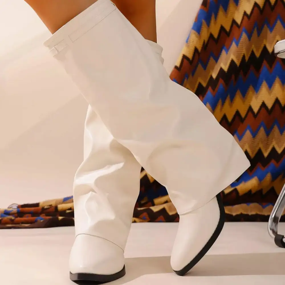 Weekend Point Toe Block Heels Boots