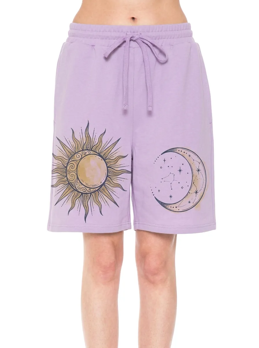 Women's Celestial Lover Sun and Moon Printed Shorts