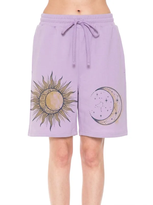 Women's Celestial Lover Sun and Moon Printed Shorts