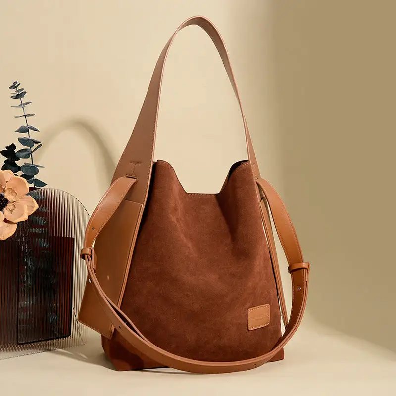 Structured Commuter Suede Tote Bag
