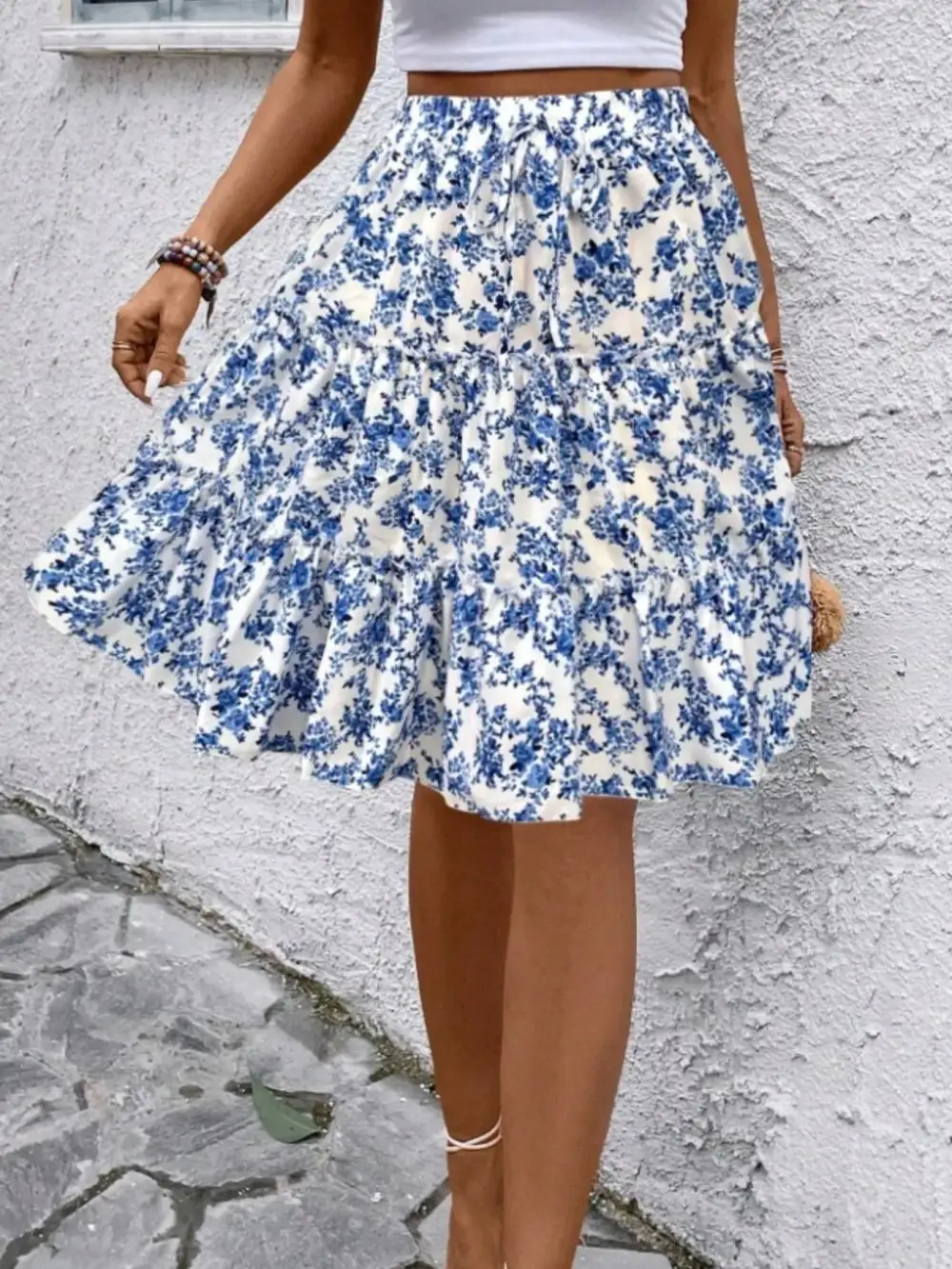 Everyday Floral Print Midi Skirt