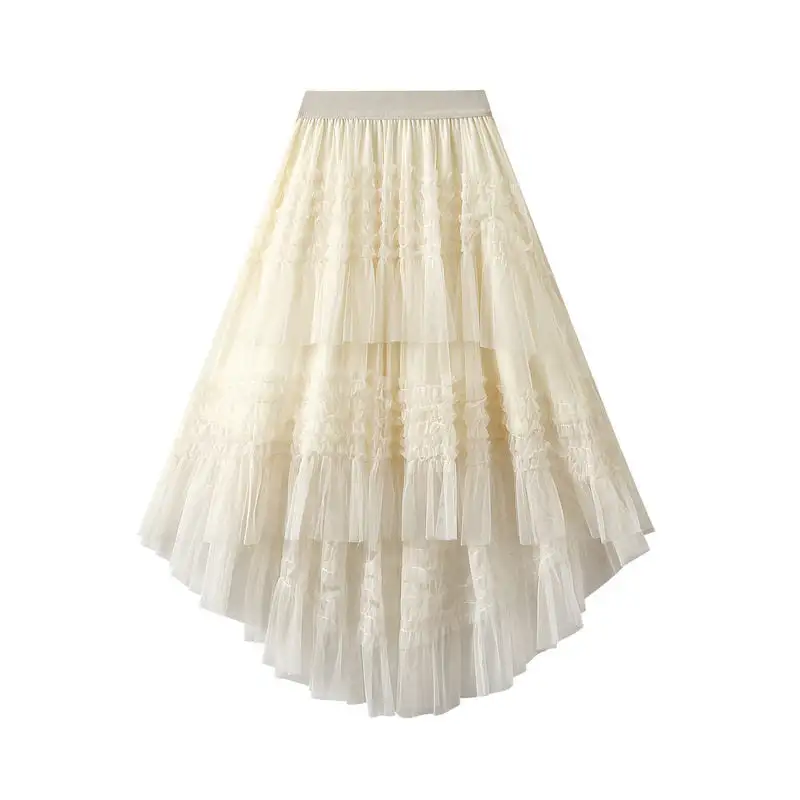 Irregular Flared Mesh Skirt