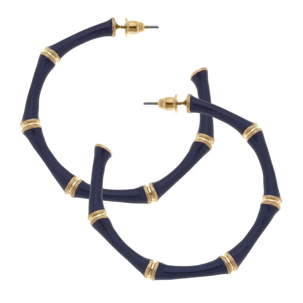 Modern Hoop Enamel Bamboo Style Earrings