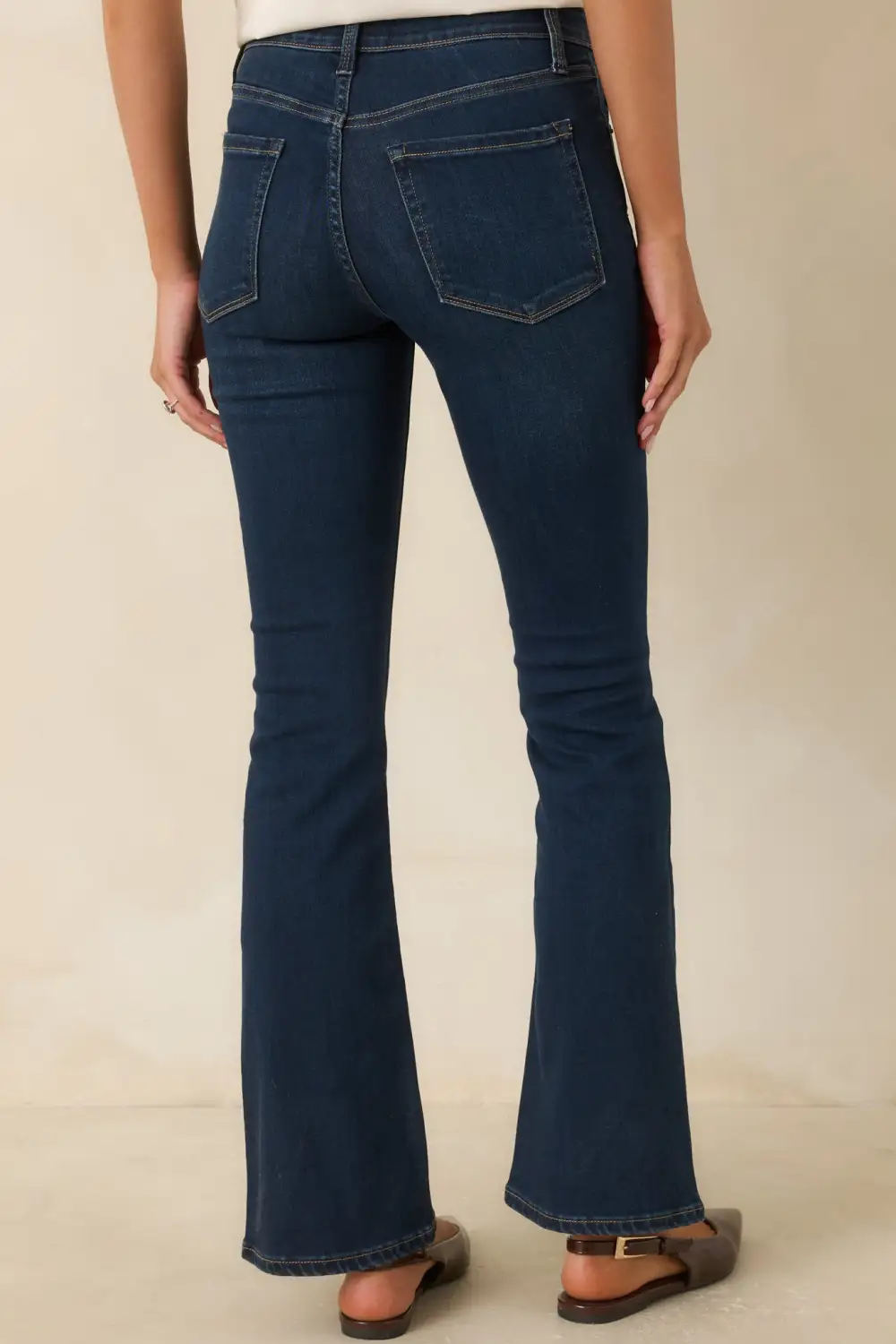 Dark Wash Cotton Slight Flare Jeans