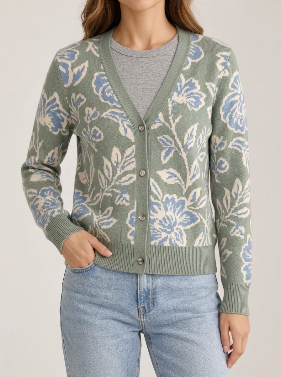 Everyday V Neck Button Front Women's Everyday Knit Cardigan