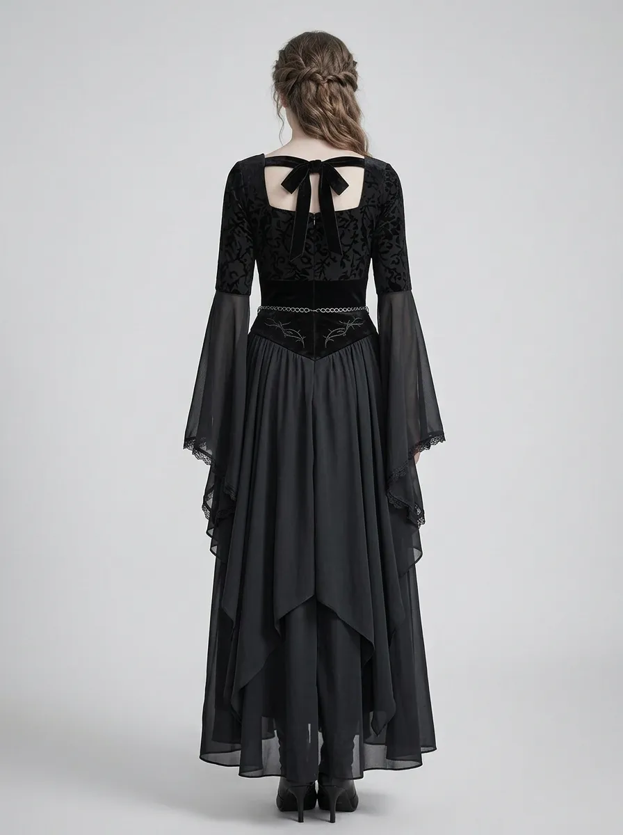 Victorian-Inspired Victorian Lace Velvet Alternative Look Women's Gothic Dress