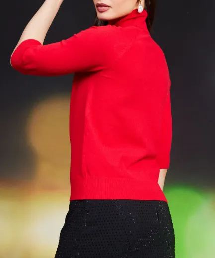 High Neck 3Q Sleeve Sweater