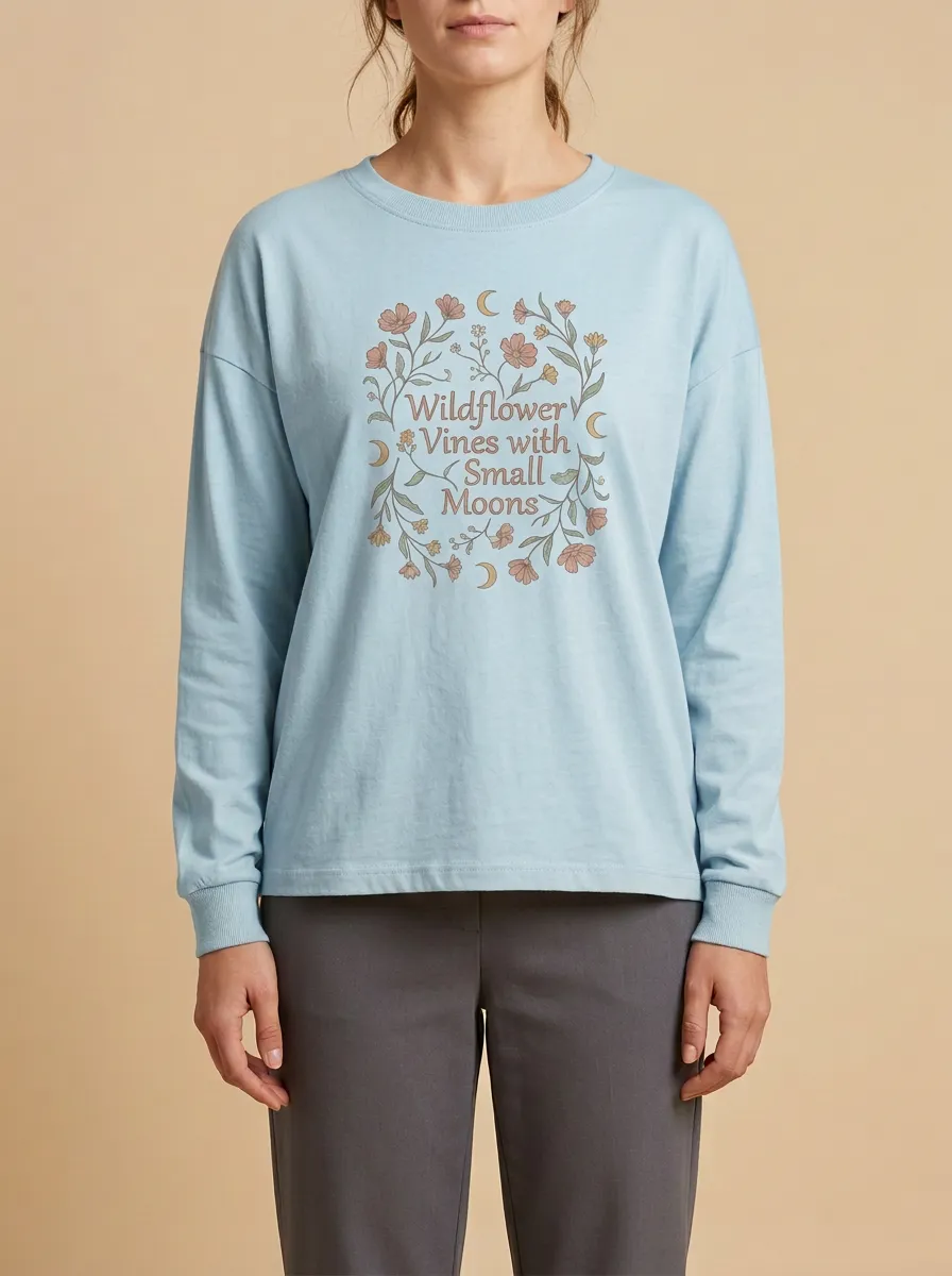 Women's Celestial Graphic Long-Sleeve Crew-Neck T-Shirt