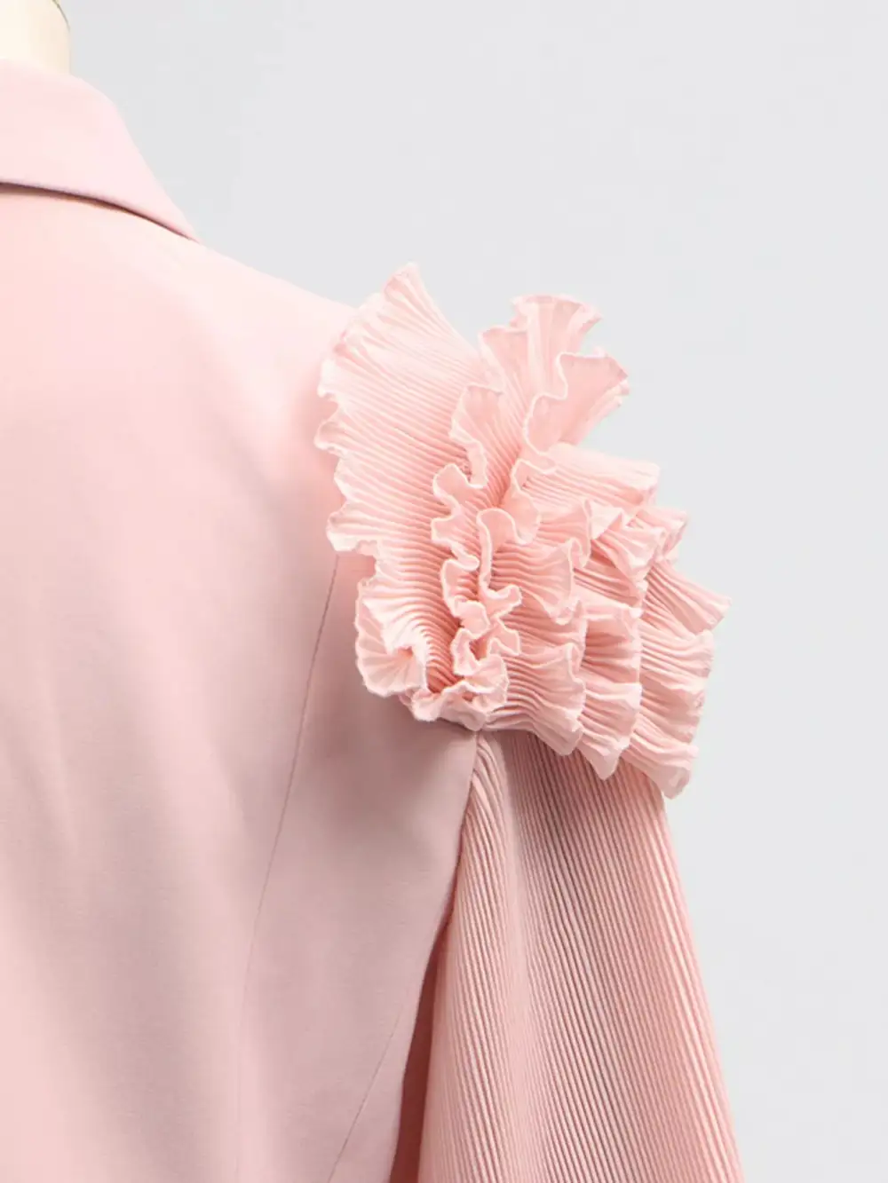 Frill Lapel Collar Top and Pleated Skirt Set