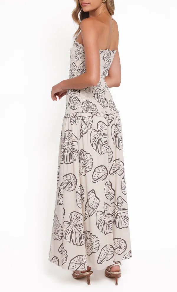 Linen Shirred Maxi Dress