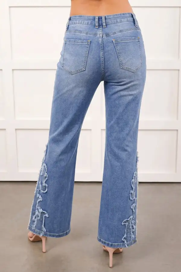 Embroidered Flared Casual Jeans