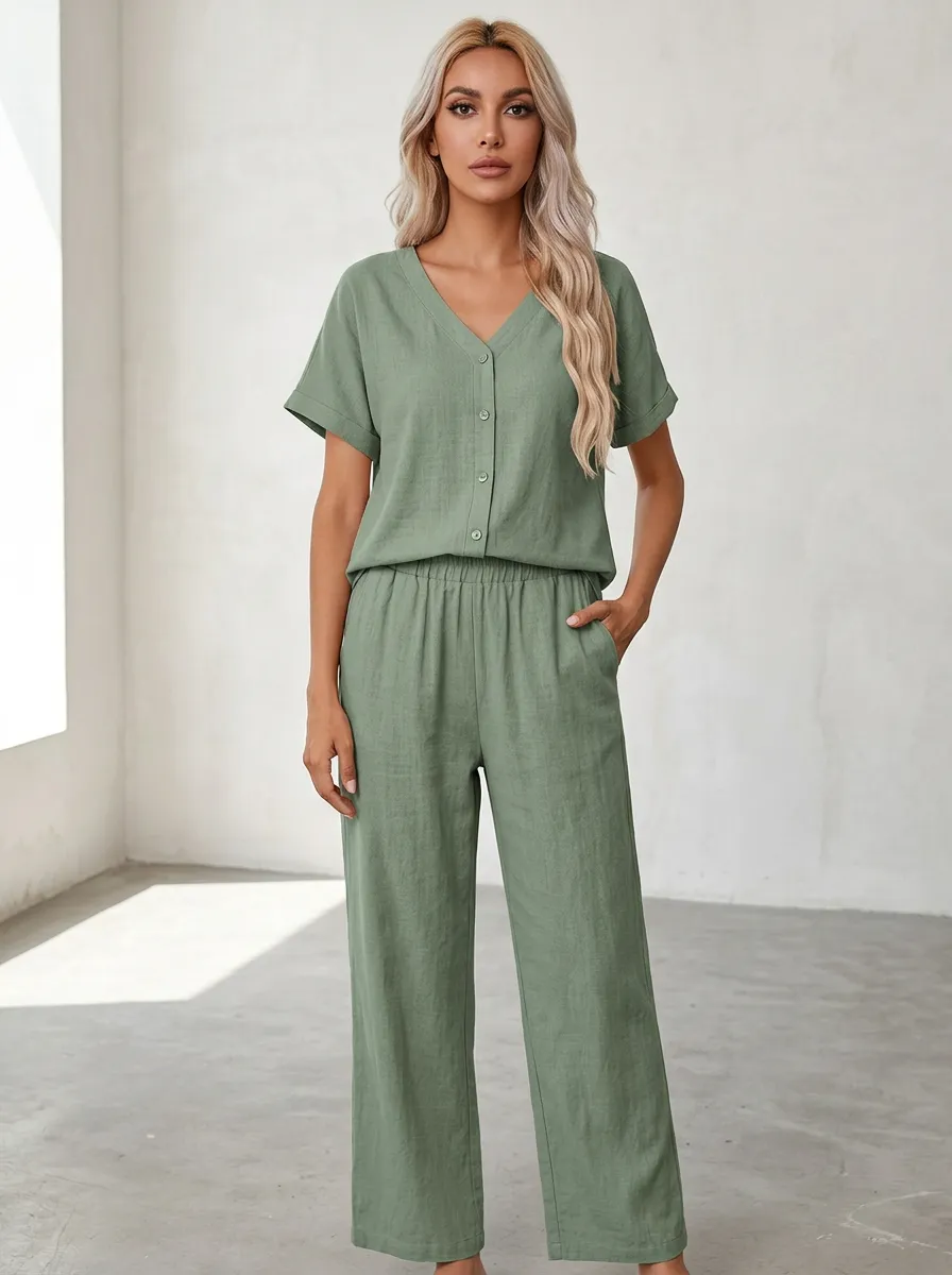 Easy-Wear Short-Sleeve Women's V-Neck Shirt