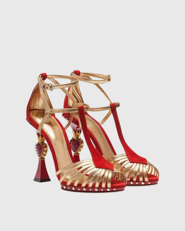 Cage Heart Sculptural Heels in Red