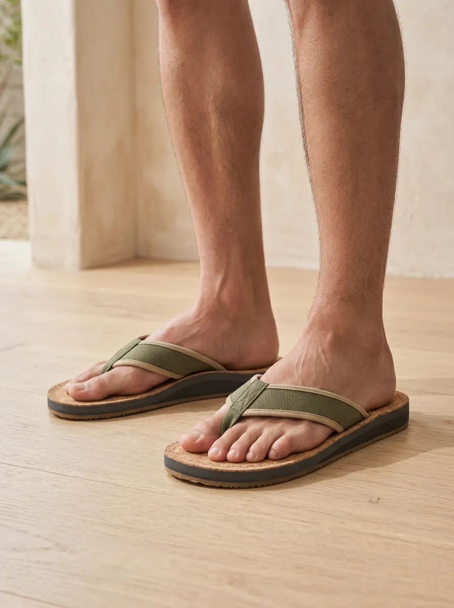 Men's Minimal Casual Cork Patterned Flip Flops