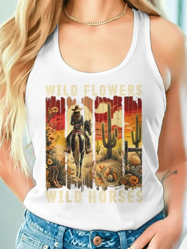 Sunset Cowgirl Horse Tank