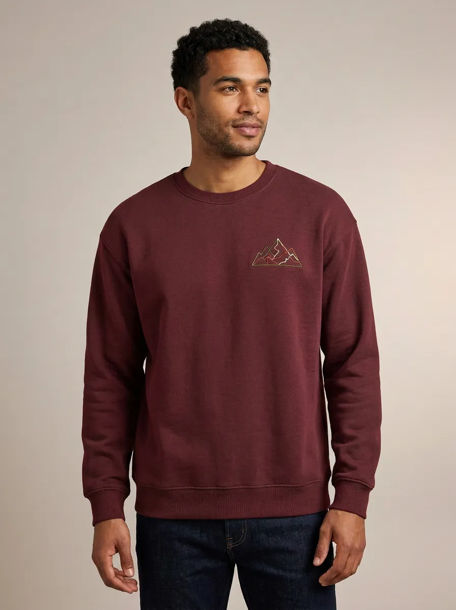 Men's Charcoal Mountain Line Art Fleece Sweatshirt