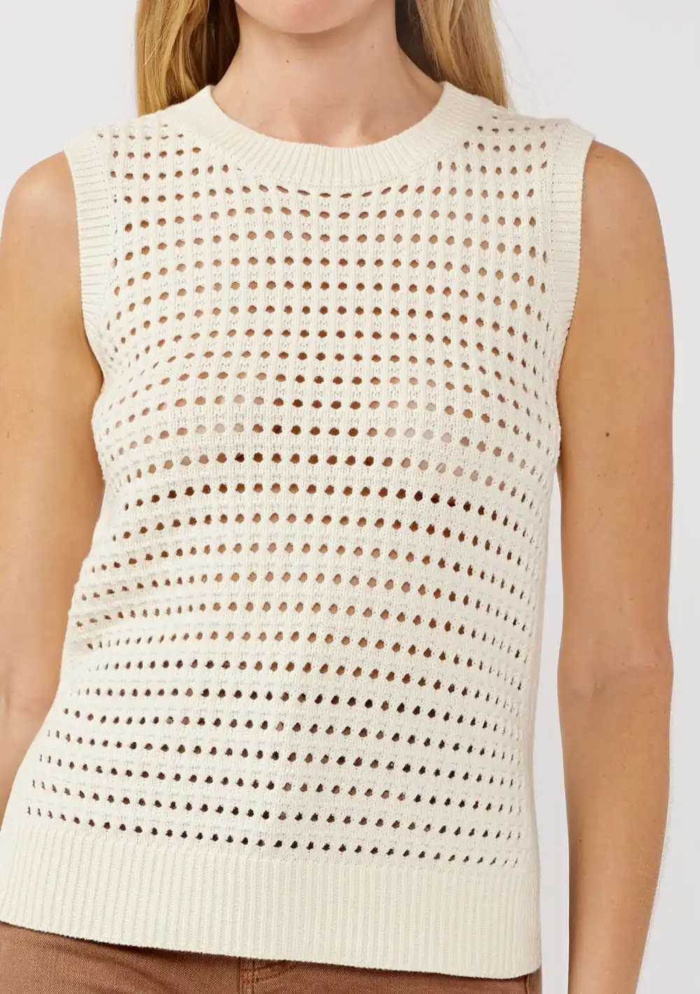 Side Slit Round Neck Sweater Tank