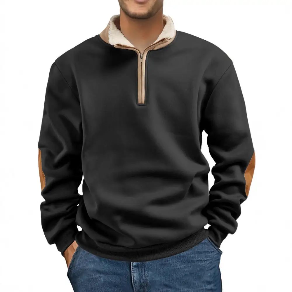 Long Sleeve Embroidered Half Zip Hoodie