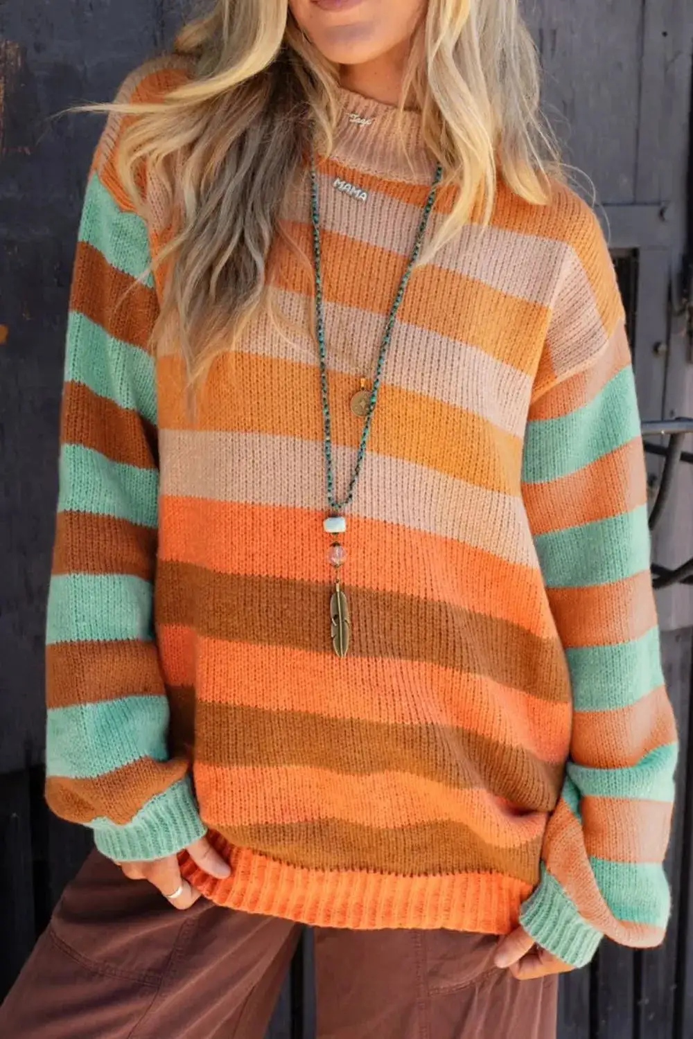 Modern Long Sleeve Striped Sweater