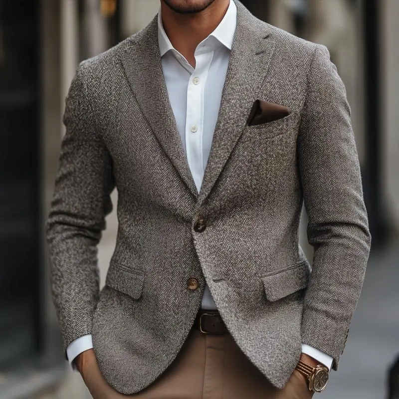 Relaxed Woven Buttoned Blazer