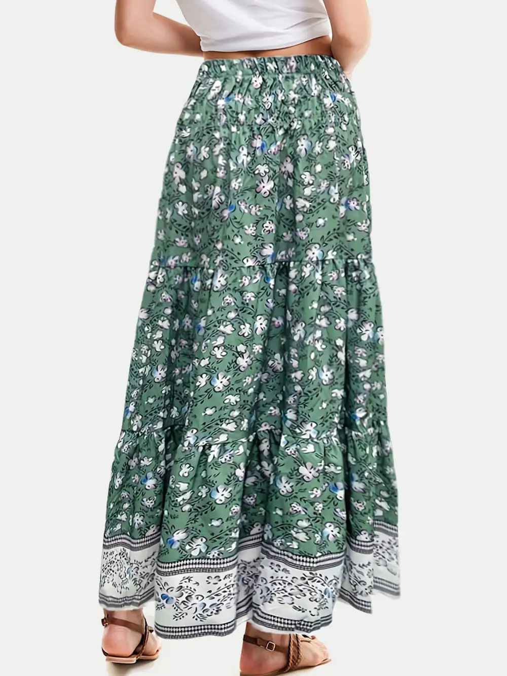 Full Size Tiered Printed Skort