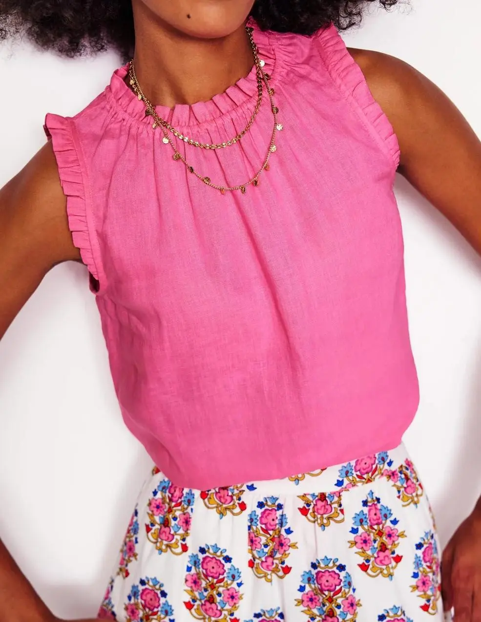 Sophie Ruffle Linen Top