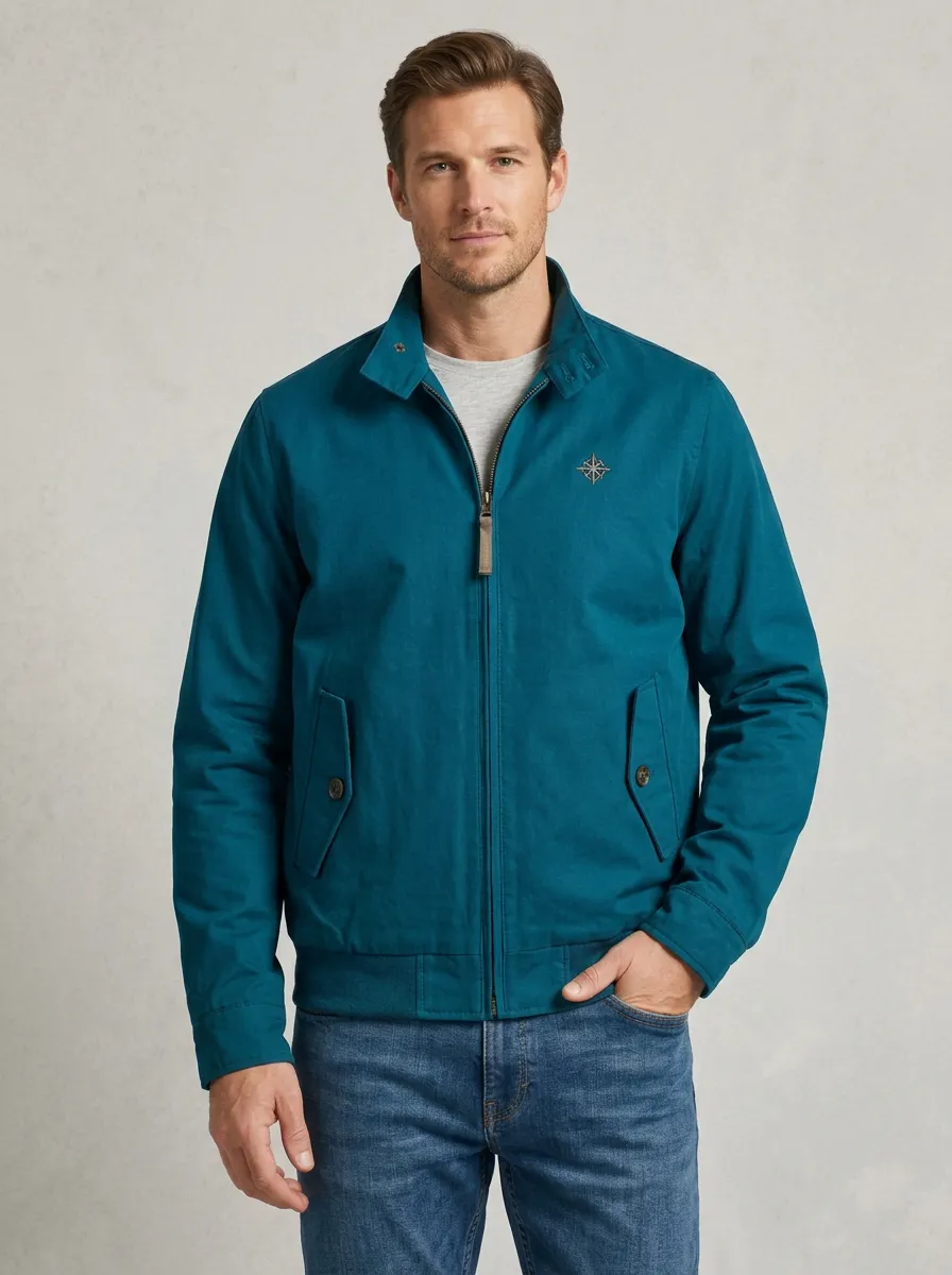 Men's Ridge Compass Logo Embroidered Zip-Up Jacket
