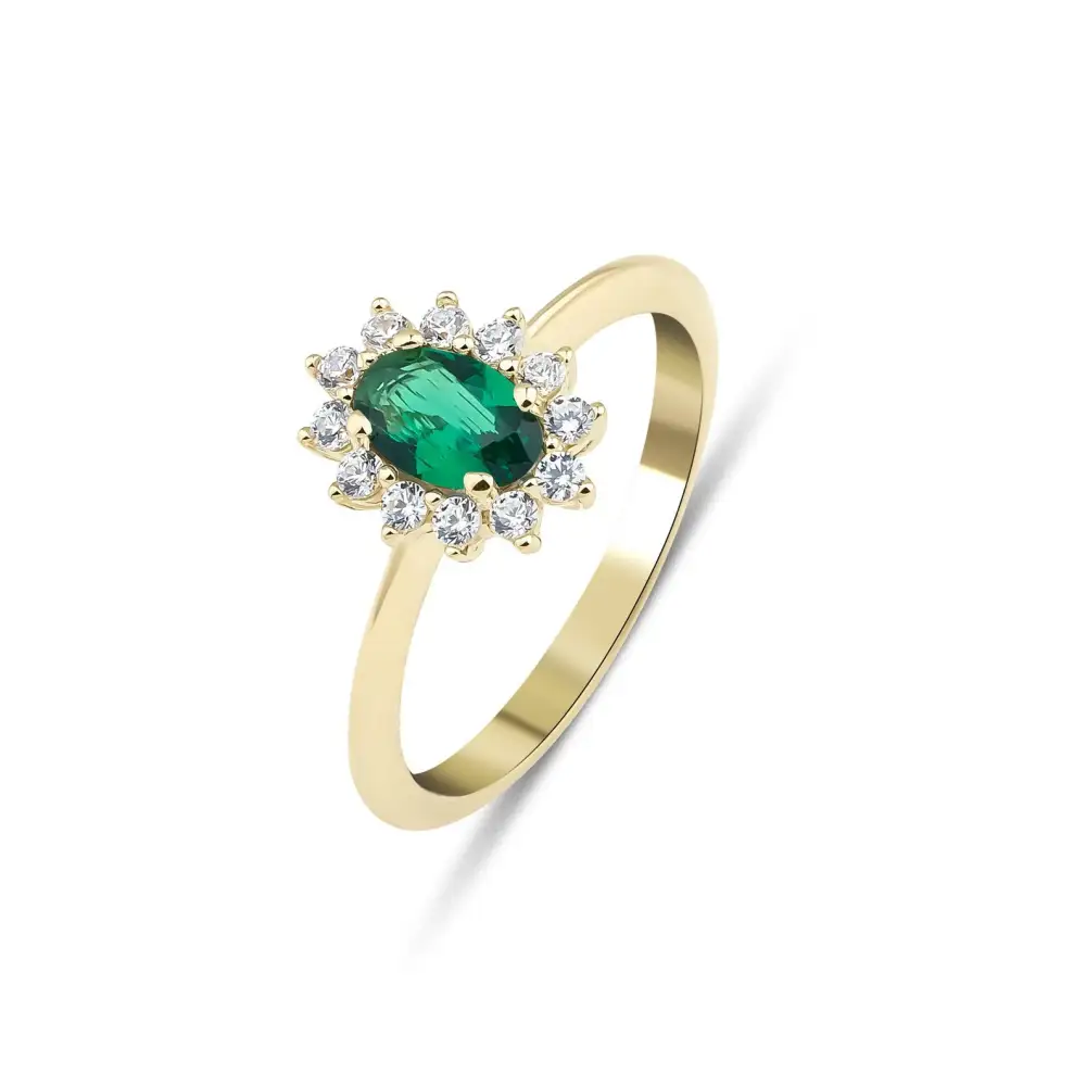 Solid Gold Oval Emerald Ring