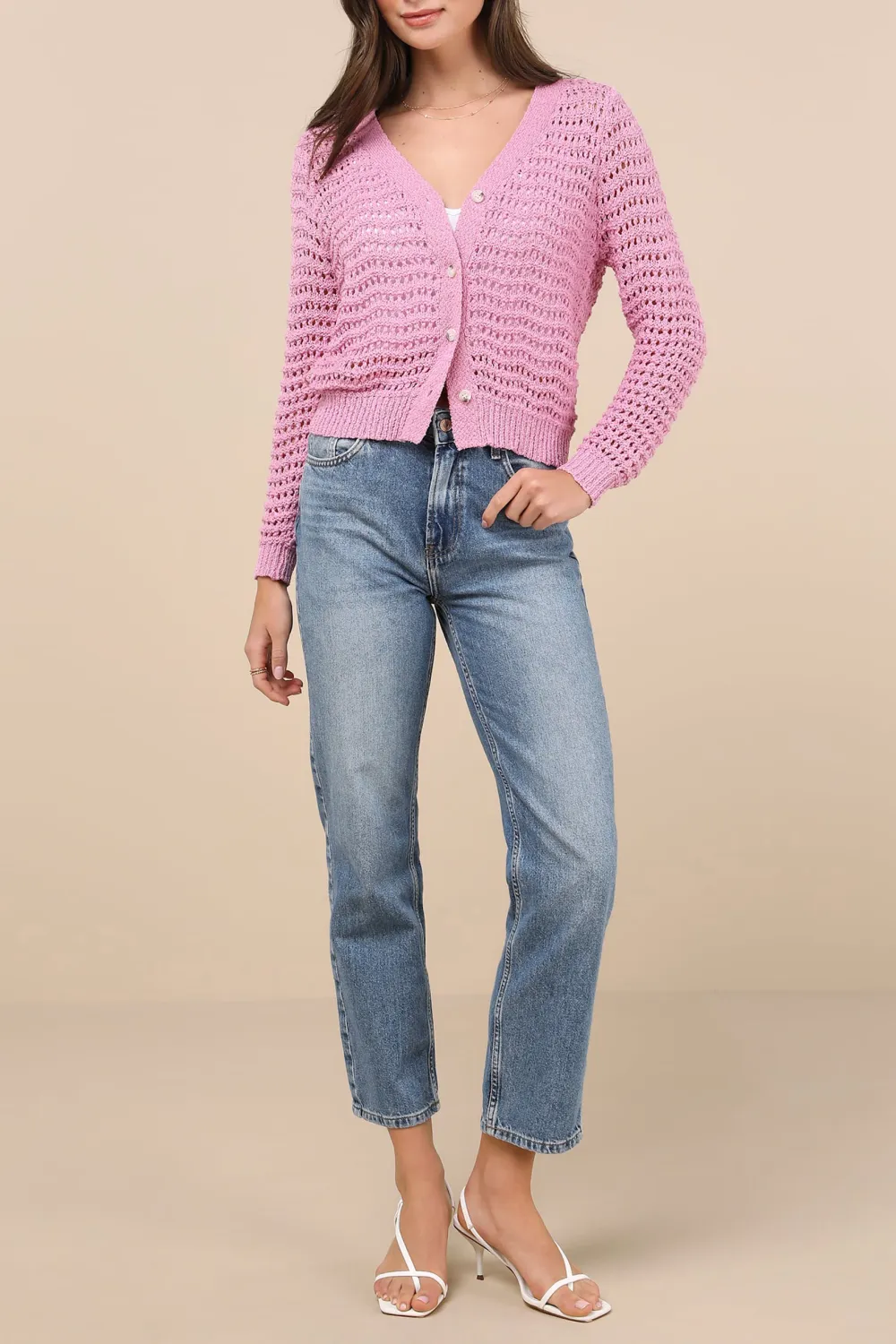 Loose Knit Button-Up Cardigan Sweater
