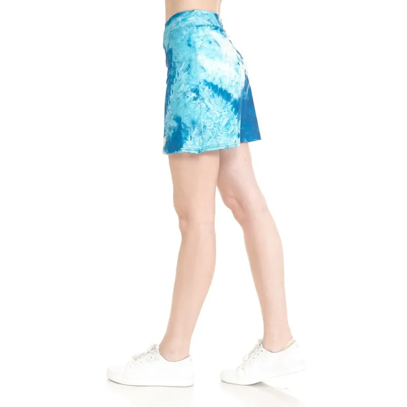 Sun and Sea Tie-Dye Side-Slit Active Shorts